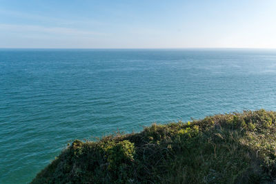 Scenic view of sea against clear sky