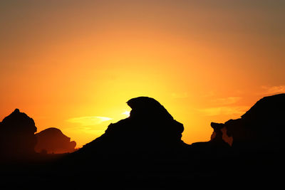 Silhouette of mountain against sky during sunset