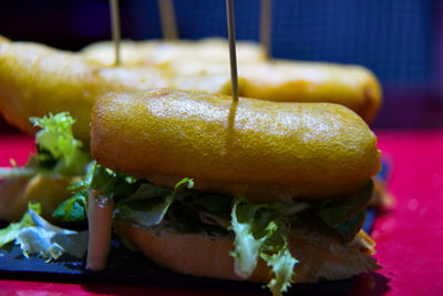 Close-up of fast food on table