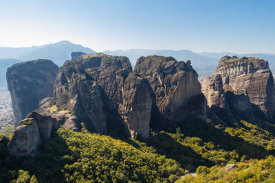 Panoramic view of rocky mountains against sky