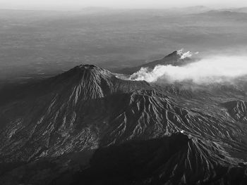 Aerial view of volcanic landscape