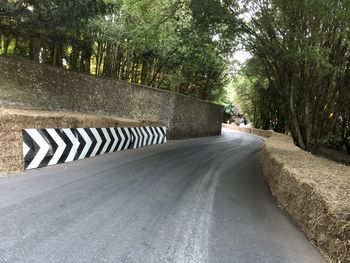 Road by trees in city