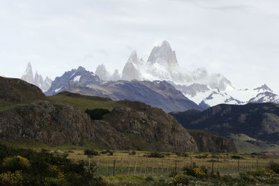 Scenic view of mountains against sky