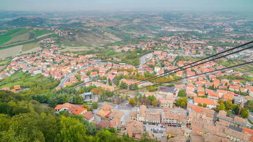 High angle view of buildings in city