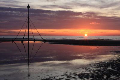 Scenic view of calm sea at sunset