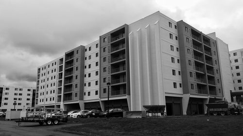 Low angle view of buildings against sky