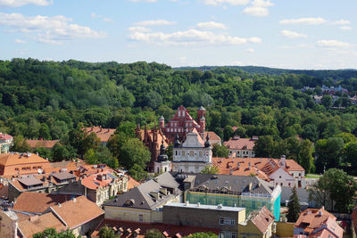 High angle view of townscape against sky