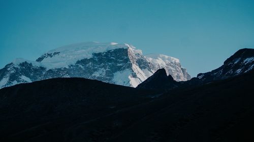 Scenic view of mountains against clear sky