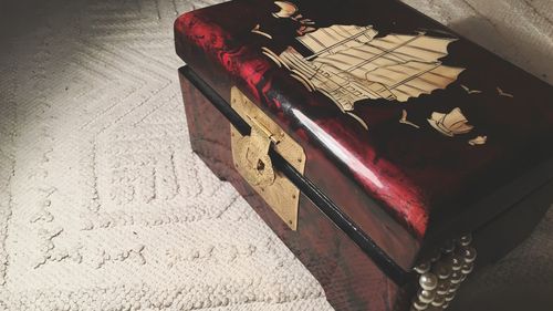 Close-up of messy table