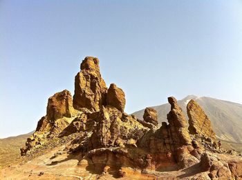 Low angle view of rock formations