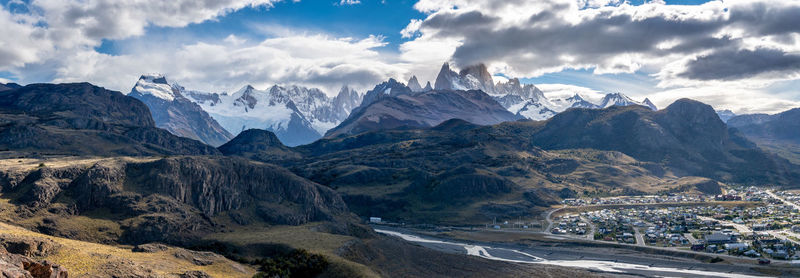 Scenic view of mountains against sky
