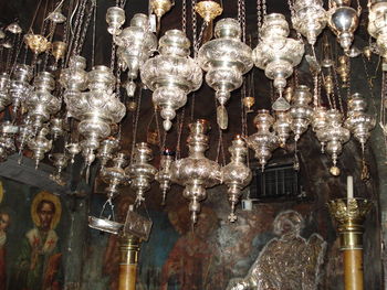 Close-up of illuminated lanterns