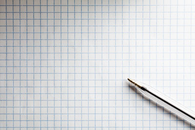 High angle view of pen against white background