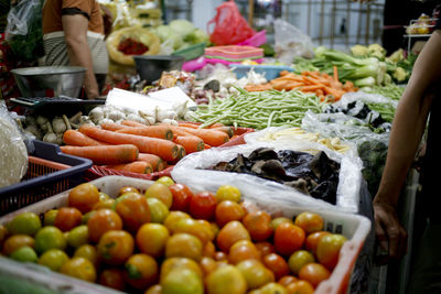 Vegetables for sale at market stall