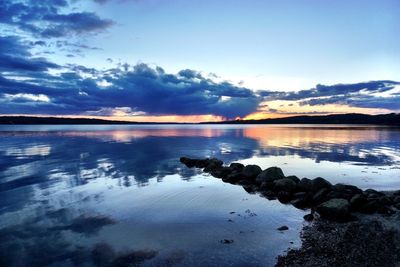 Scenic view of sea against sky at sunset