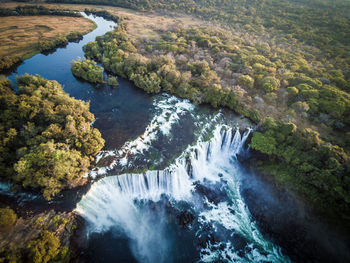 High angle view of lumangwe waterfall, zambia