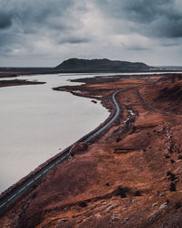 Scenic view of sea against cloudy sky