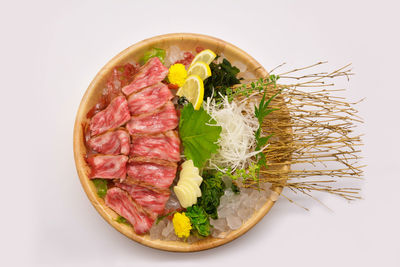 High angle view of vegetables in plate