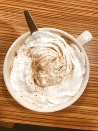 Directly above shot of ice cream on table