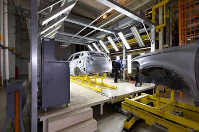 Interior of car manufacturing factory