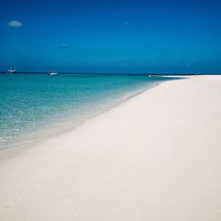 Scenic view of sea against blue sky