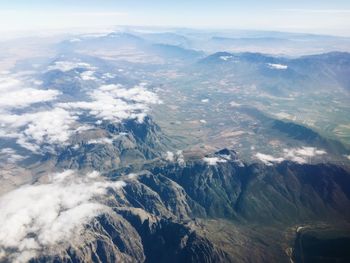 Aerial view of dramatic landscape against sky