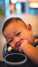 Close-up portrait of cute baby boy