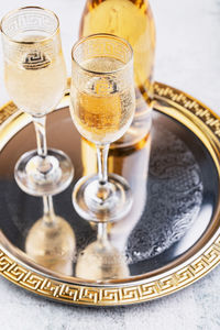 Close-up of beer glass on table