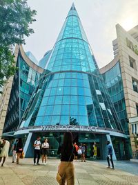 Low angle view of modern buildings against sky