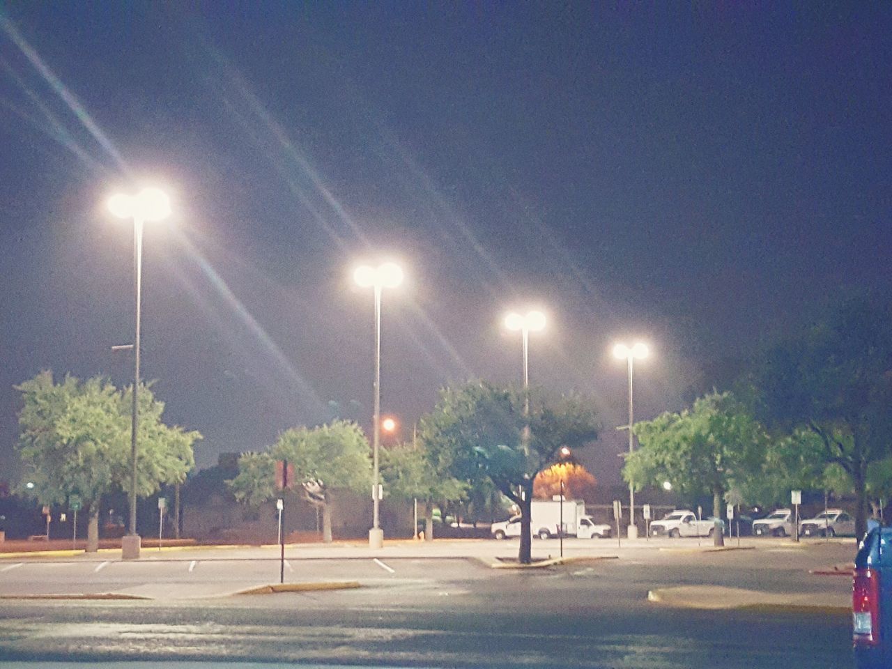 ILLUMINATED STREET LIGHTS AT NIGHT