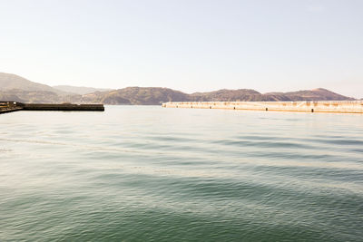 Scenic view of sea against clear sky