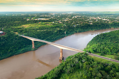 Aerial view of bridge over river