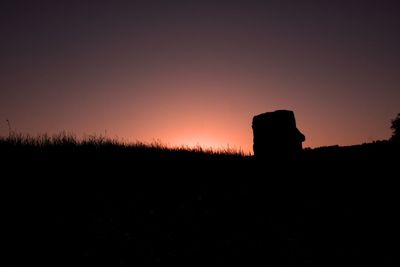 Silhouette landscape against sky during sunset