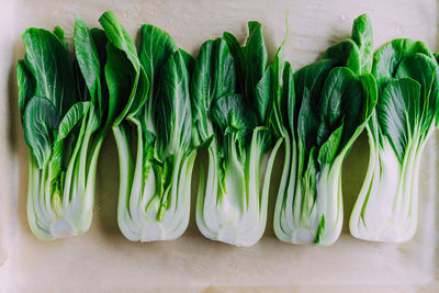 Bokchoy split in half ready to grill