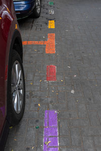 High angle view of cars on street