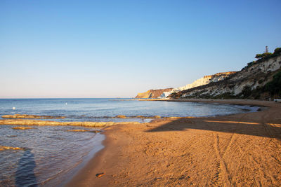 Scenic view of sea against clear sky