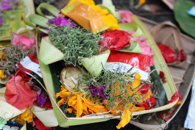 High angle view of food on table