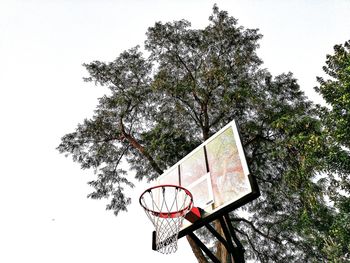 Low angle view of basketball hoop against sky