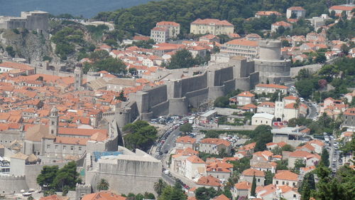 High angle view of residential district