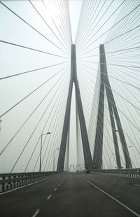Cable-stayed bridge against overcast sky