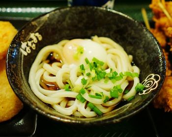 Close-up of noodles in bowl