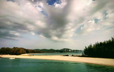 Scenic view of beach against sky