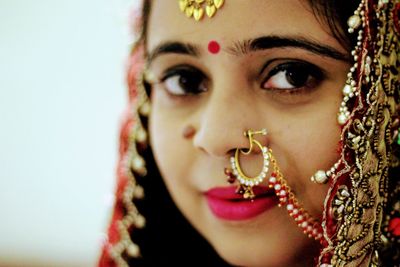 Close-up portrait of bride