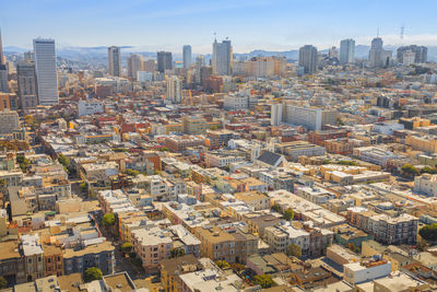 Aerial view of cityscape against sky