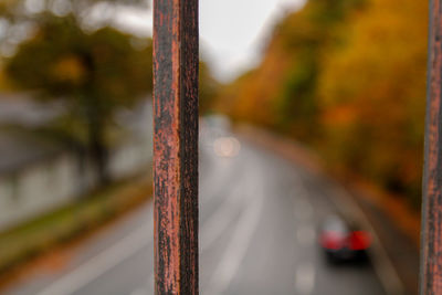 Close-up of rusty metal pole