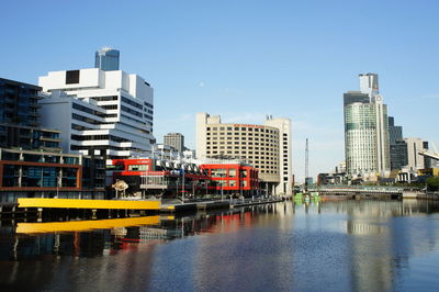 View of cityscape against clear sky