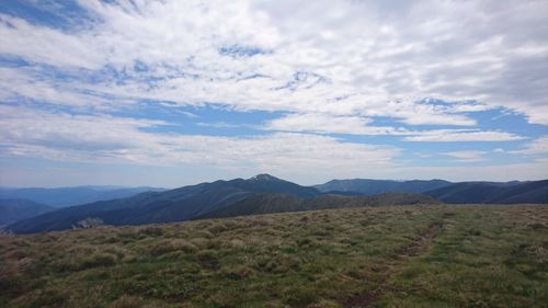 Scenic view of mountains against sky