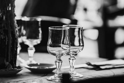 Close-up of wineglass on table