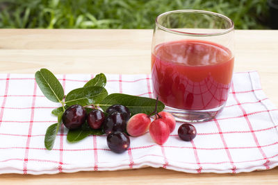 Close-up of fruits served on table