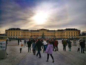 People at town square during sunset